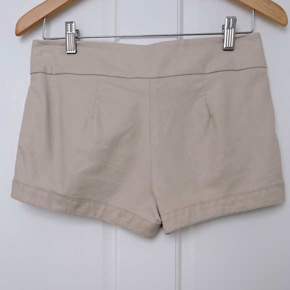 bebe Tan Pleated Shorts with Buttons - Picture 2 of 3